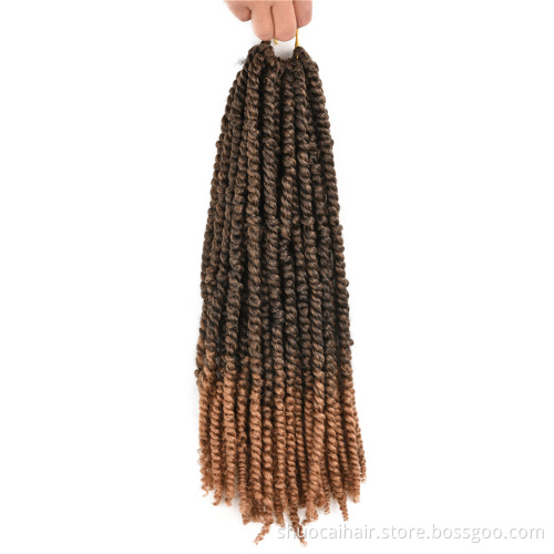Synthetic 18 Passion Twist Pre-looped Fluffy Crochet Braid Hair Ombre Braiding Hair Extensions 3D Cubic Twist Crochet Hair